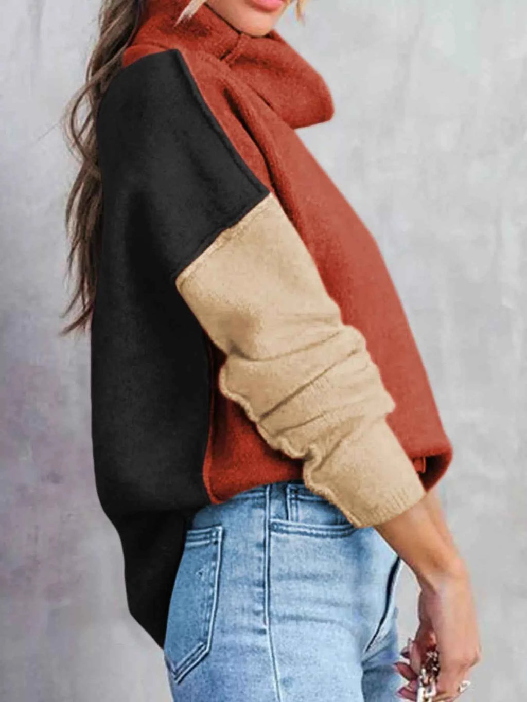Color Block Turtleneck Drop Shoulder Knit Sweater 01f8cf81-329f-48a3-bf3f-1b5bd5ae599c-Max-Origin