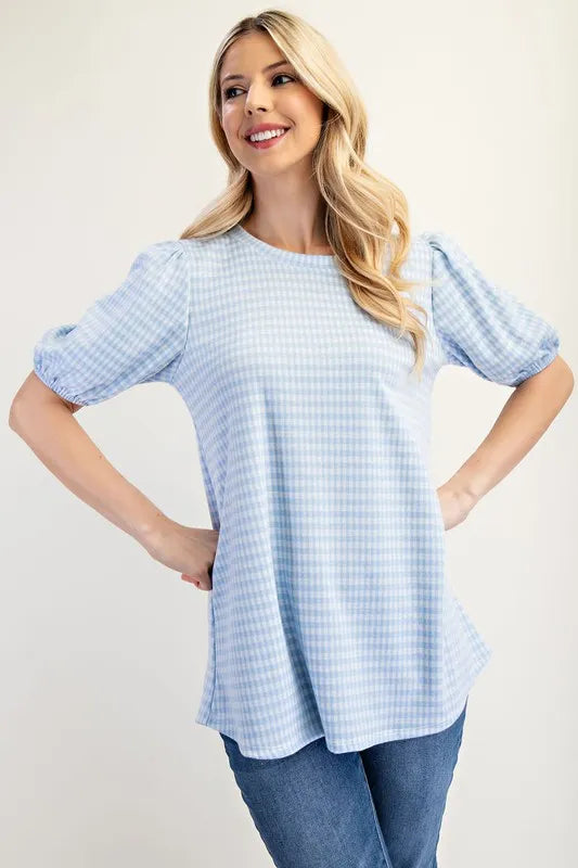 Celeste Full Size Gingham Print Top With Puff Sleeves Plus Size 01f8d99f-7e82-45ad-bd59-5173bb3b0132-Max