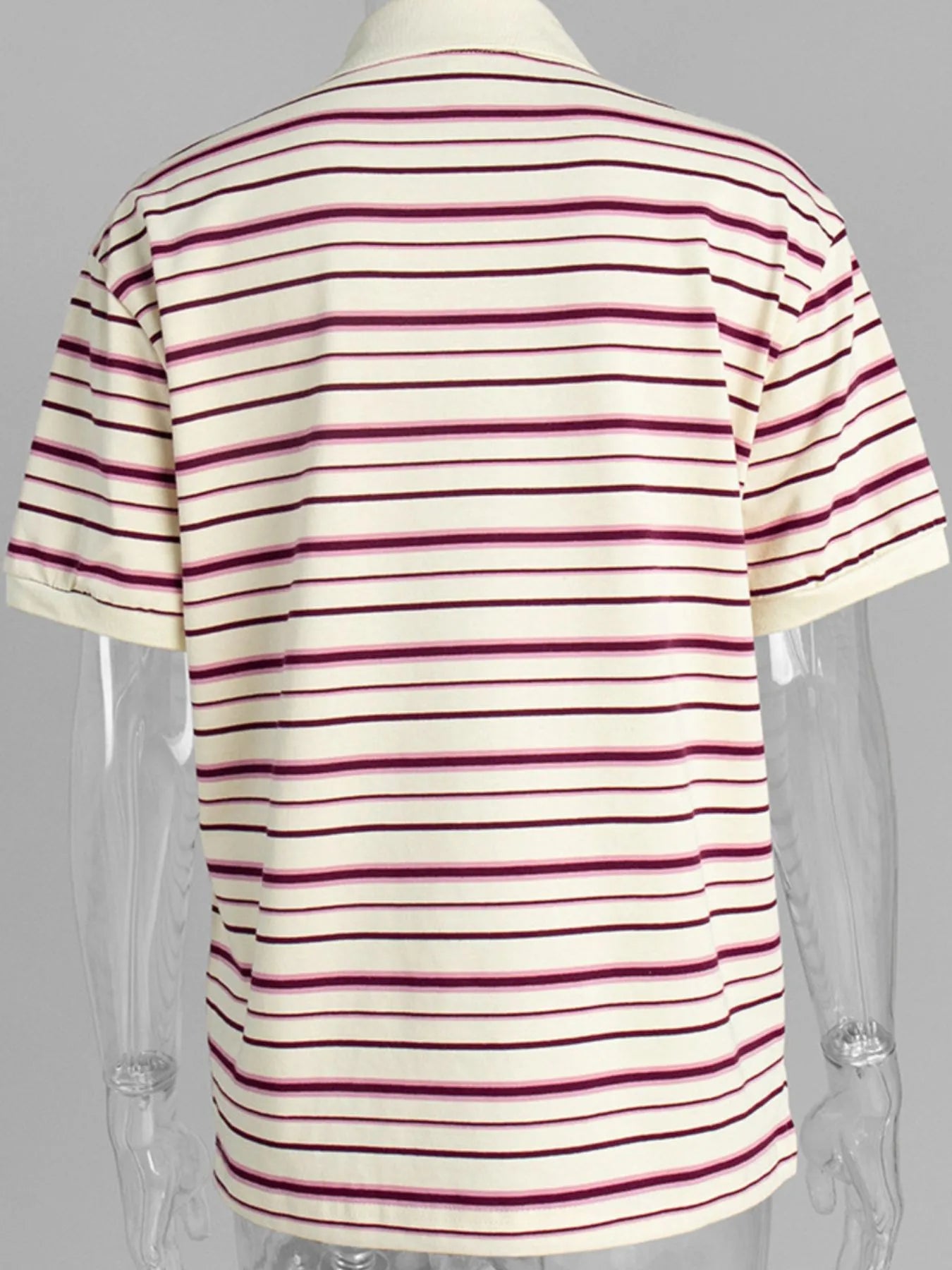 Striped Polo T-Shirt with Contrast Collar 0204d512-62ed-4099-bc30-9e01592e2f20-Max-Origin