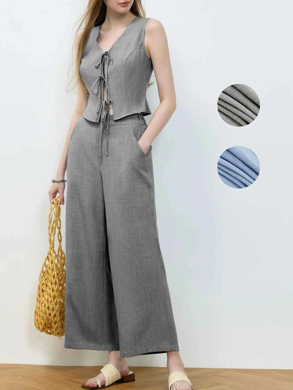 Tie Front Vest and Wide Leg Pants Set 022ac95a-0506-42cf-acd8-be02a08a6ebb-Max-Origin