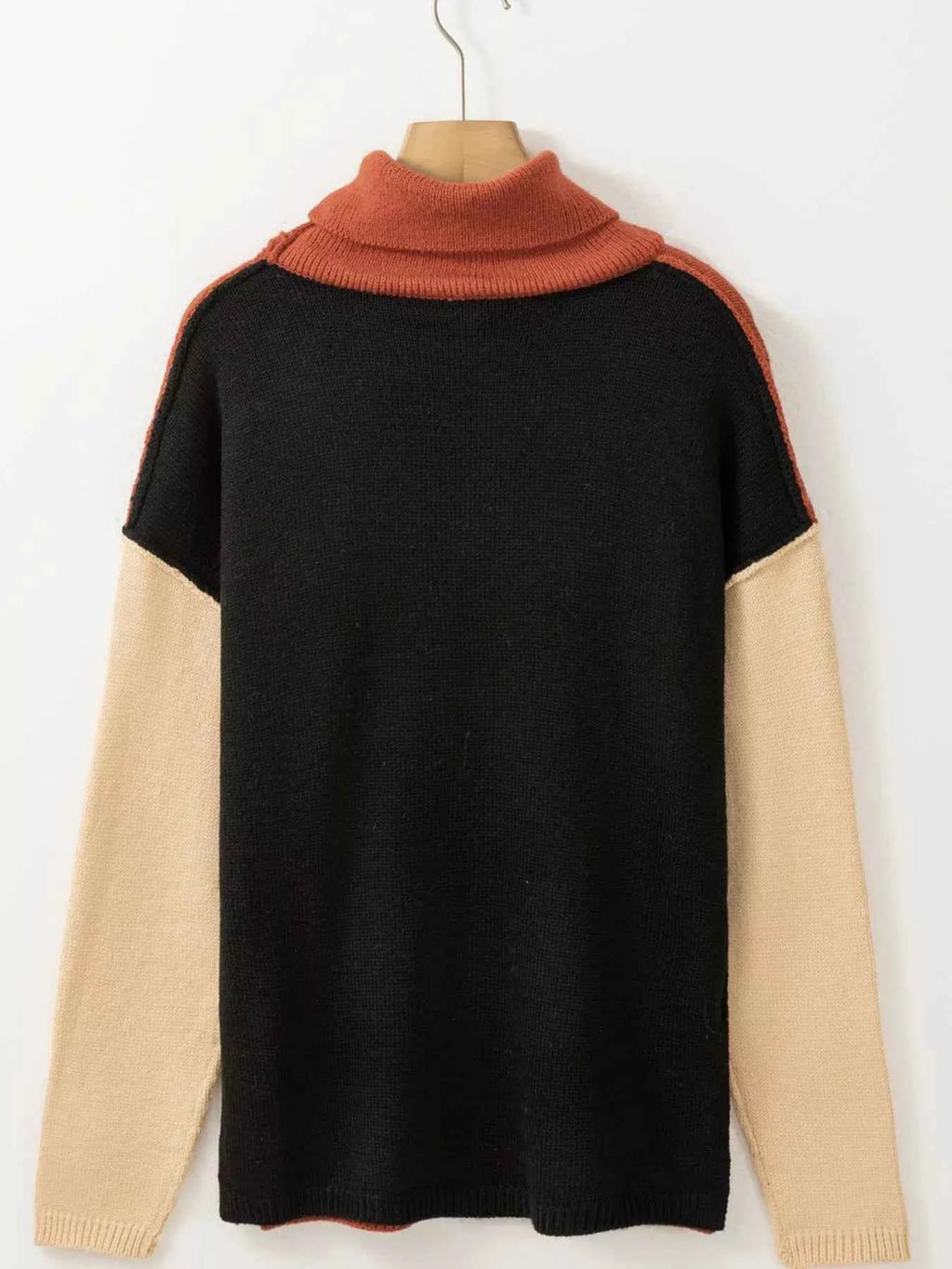 Color Block Turtleneck Drop Shoulder Knit Sweater 024f744c-fa8d-4169-92bc-859f2b8df41a-Max-Origin