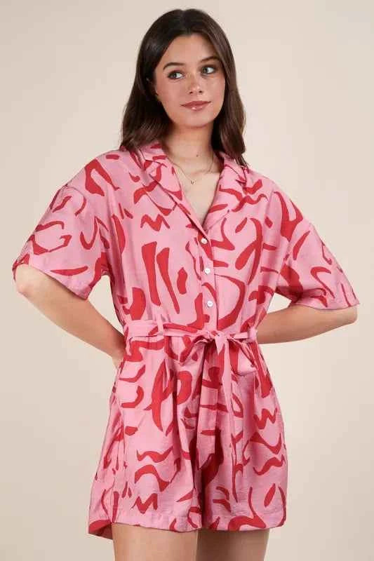 VERY J Oversized Printed Button Down Resort Romper 028f632881ab4543a91e03304b79dca2-Max-Origin