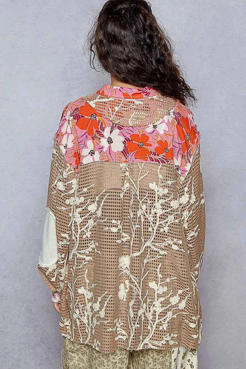 POL Floral Print Crochet Button Up Shirt 02971b17-1bb3-44a5-8e01-e9de8c2aacad-Max-Origin
