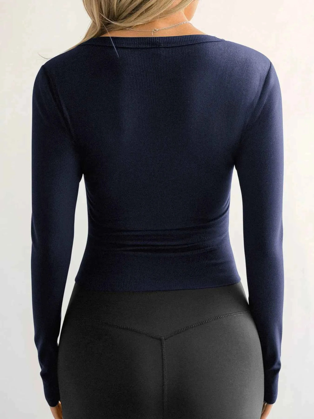 Ribbed V-Neck Long Sleeve T-Shirt 02dea44b2199456f88221ad9cbda330e-Max-Origin