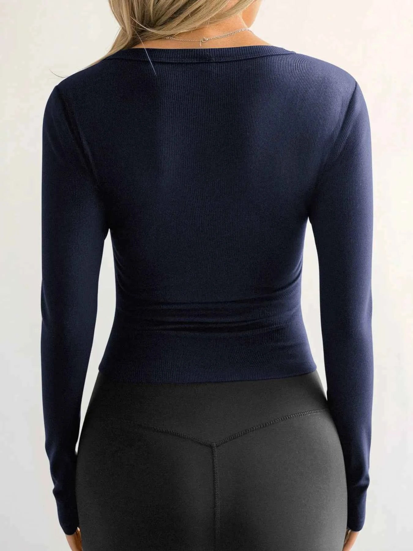 Ribbed V-Neck Long Sleeve T-Shirt 02dea44b2199456f88221ad9cbda330e-Max-Origin