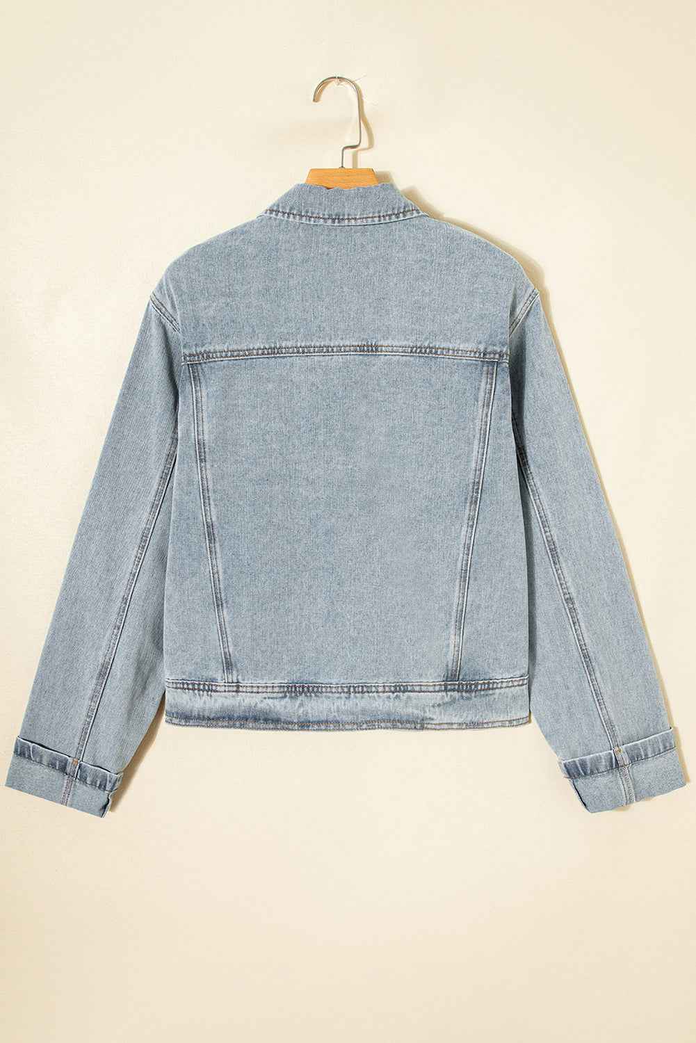 Beau Blue Street Style Zip Up Washed Denim Jacket 0310c0d8b0f5b064