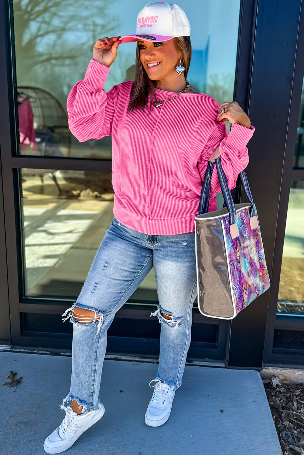 Bonbon Twist Ribbed Exposed Seam Detail Plus Size Top 0347d4cf4b2e6e4a