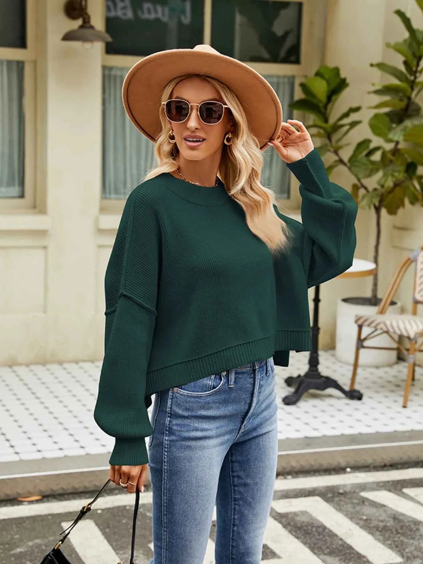 Round Neck Long Sleeve Sweater 036608147a1444dfa37f48703b2a4dec-Max-Origin