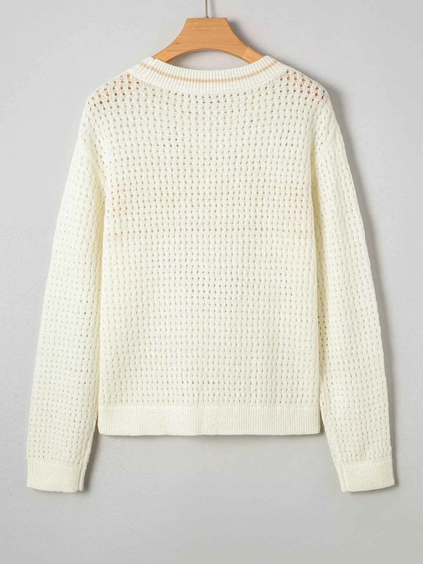 BEACH Hollow Out Knitted Lightweight Dolman Sweater 038ac15340f147d59549cf41af49b6fe-Max-Origin