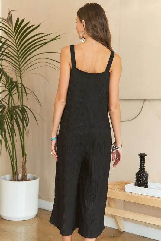 ADORA Black Textured Wide-Leg Jumpsuit 038fff95-884a-46cd-82f5-5629296b8f91-Max