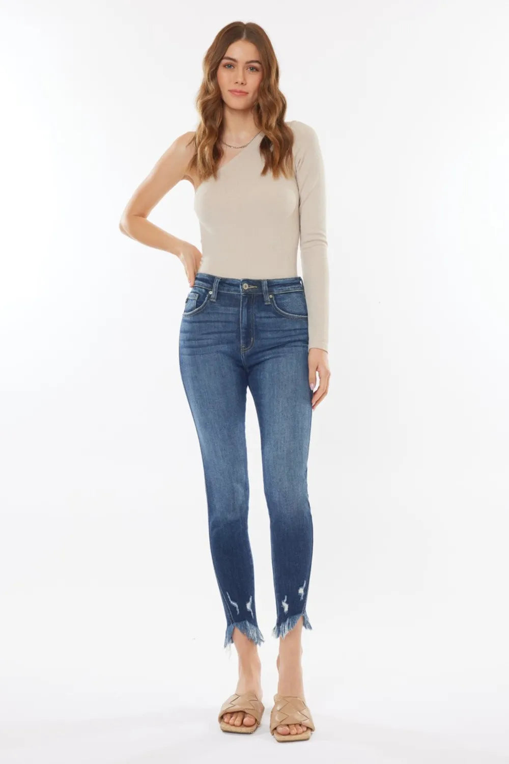 Kancan Raw Hem High Waist Cropped Jeans 0405dc92-10ba-44a9-908b-46aaace6aaee-Max