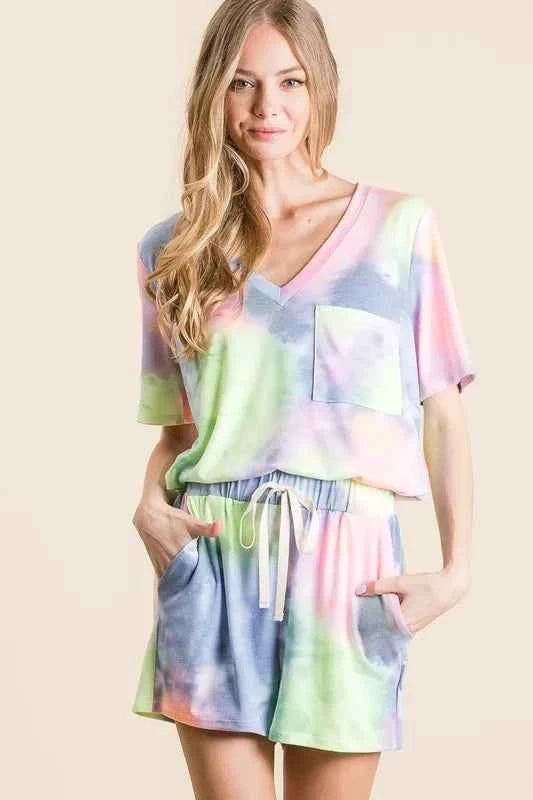 BiBi Tie Dye Casual Shorts with Twill Tape Drawstring 0419d46c8d444cb684effc21b8e84f82-Max-Origin