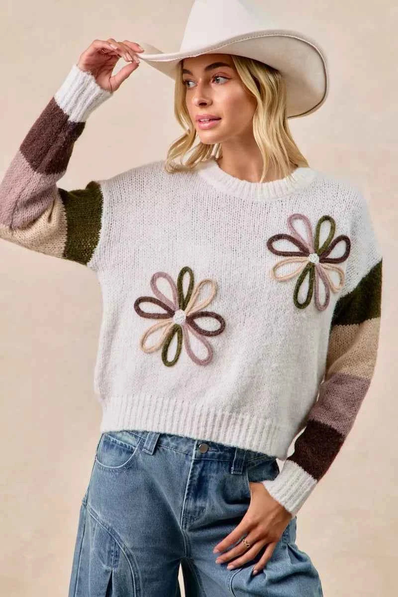 BiBi Flower Color Block Sweater 0446c9c3fd1b44aab1378189bfbe6e03-Max-Origin