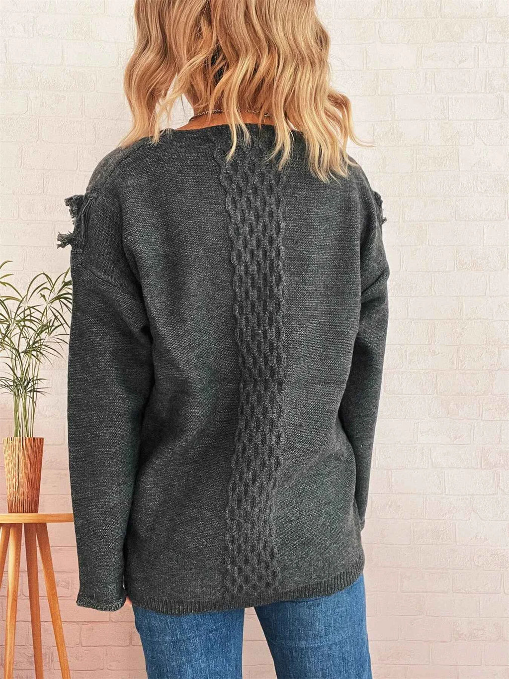 Raw Hem Lace Up Front Sweater 0465efad107741daa8f5209beb9aa962-Max-Origin