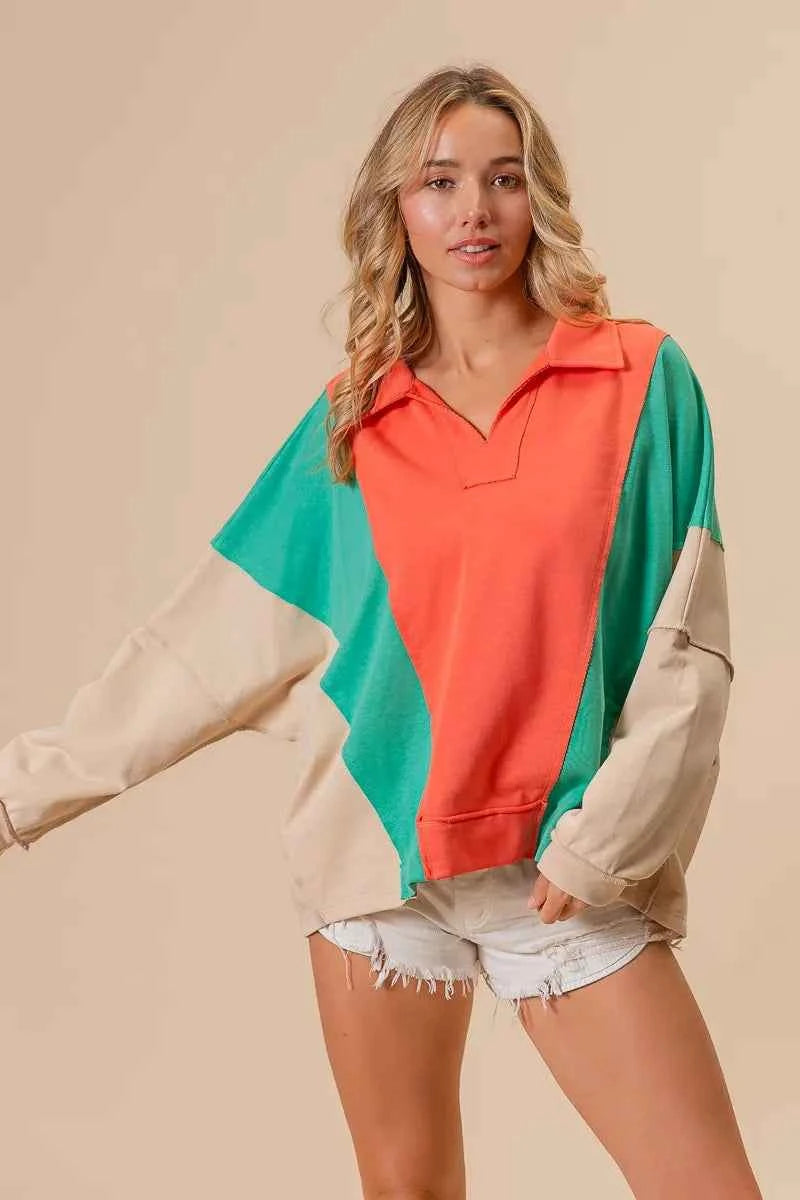 BiBi Colorblock Exposed Seam French Terry Sweatshirt 047e70265cad4b3ab5cc3a70dc5da531-Max-Origin