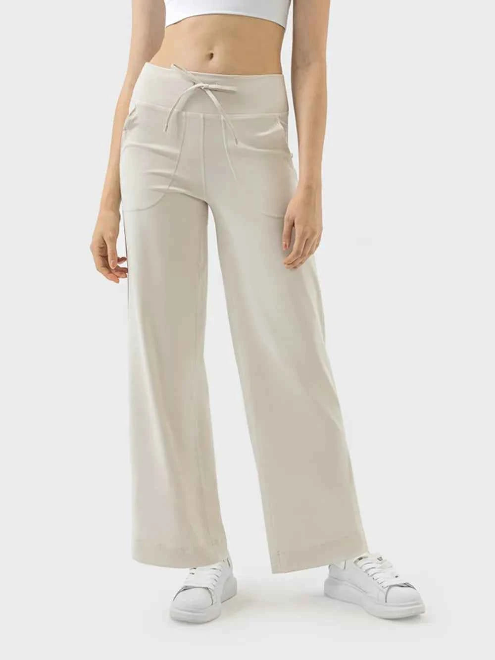 Millennia Drawstring Active Pants with Pockets Cream 049199b0-f05a-40db-919c-7c73fc0e3927-Max