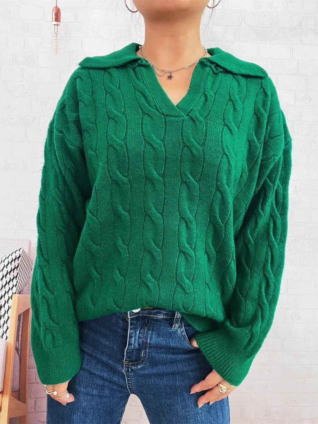 Cable Knit Johnny Collar Sweater 04a16c9c8c7441418ec9ab704e446471-Max-Origin