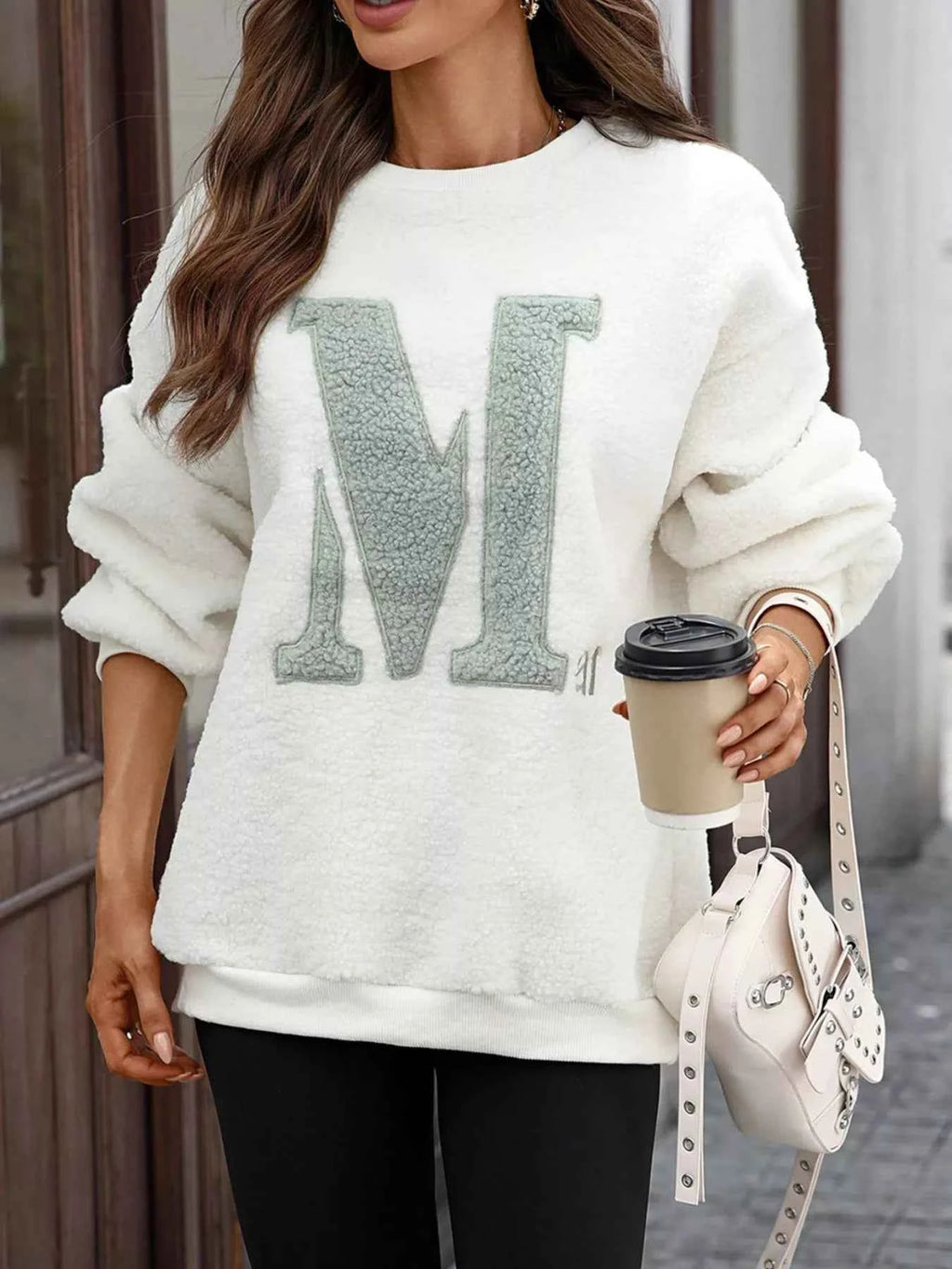 Letter Round Neck Fleece Sweatshirt 04b0b67a-ddb2-4802-9912-a29e10f837fa-Max-Origin