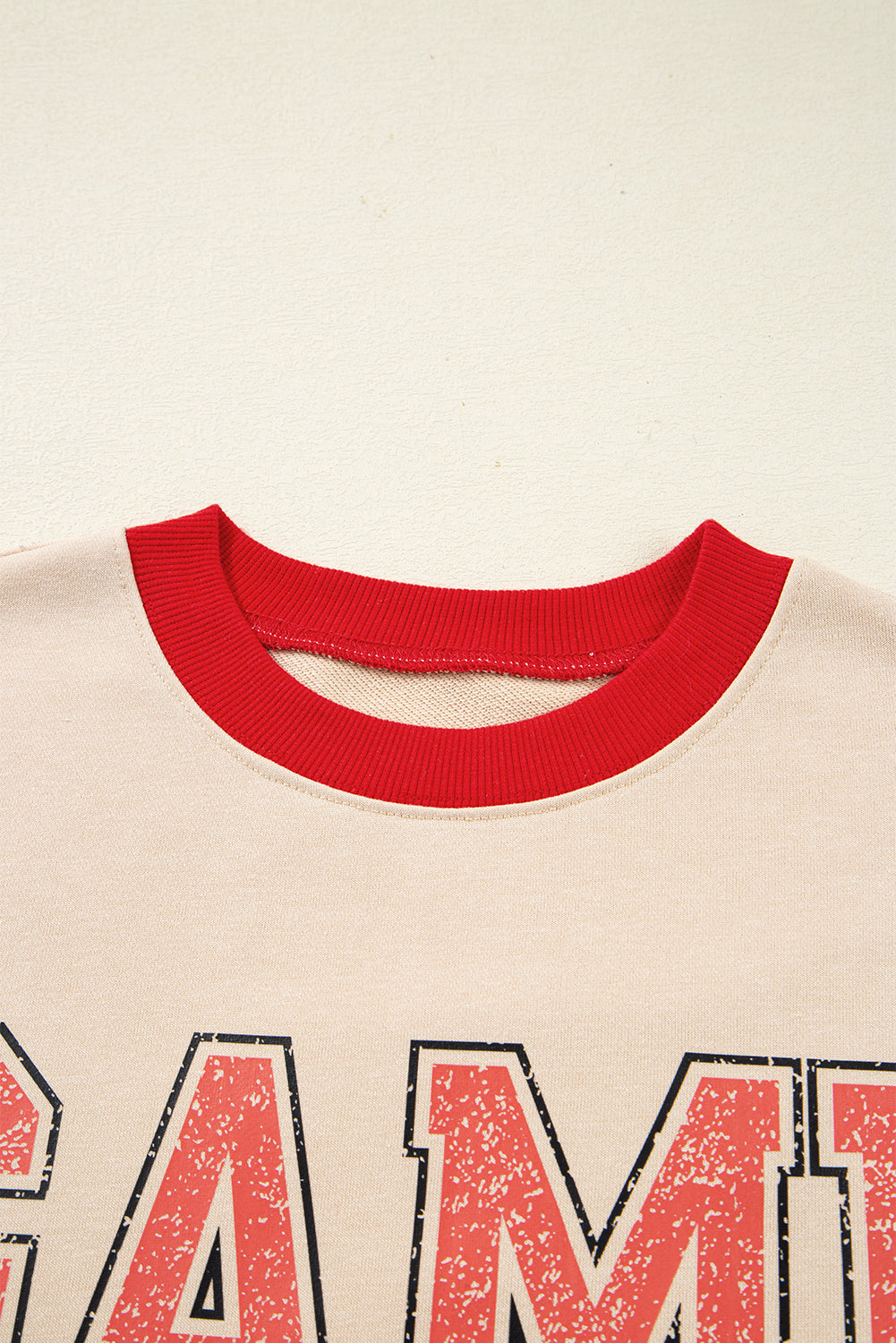 Oatmeal GAME DAY Letter Contrast Trim Baggy Sweatshirt 04d53e6ca1d1bddc