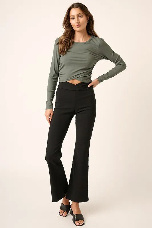 Mittoshop Surplice V Waist Flare Pants 05337cf5-45e9-4a63-99f8-11935c7198a4-Max