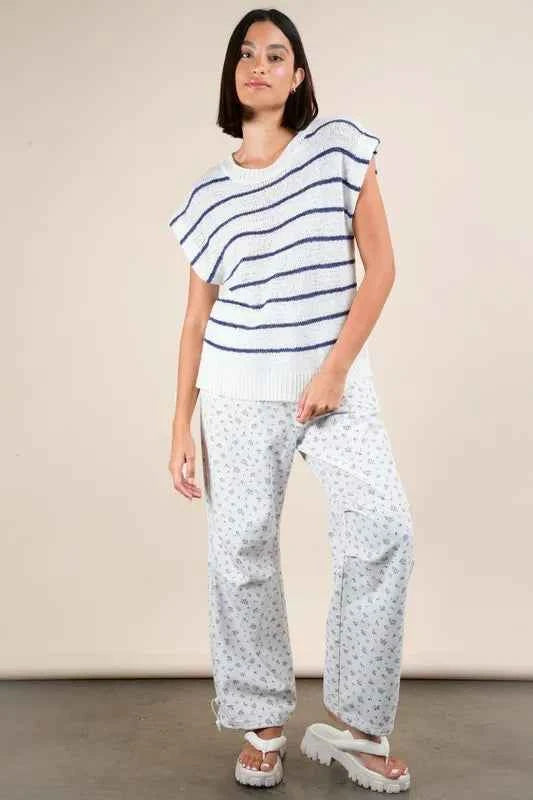 VERY J Striped Knit Sweater Vest Top 056d950a27d548d583eadf6c0fe70299-Max-Origin