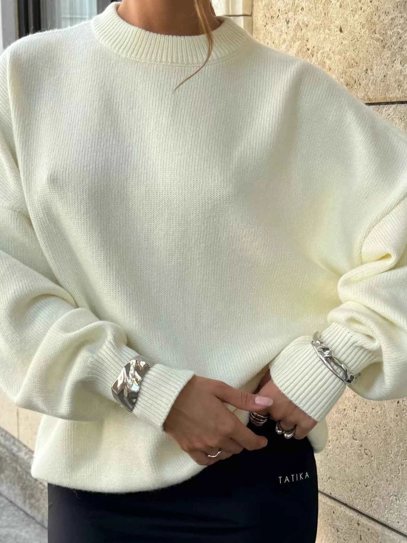 Cutout Round Neck Dropped Shoulder Sweater 057482d673d744b8b845152ee639e90c-Max-Origin