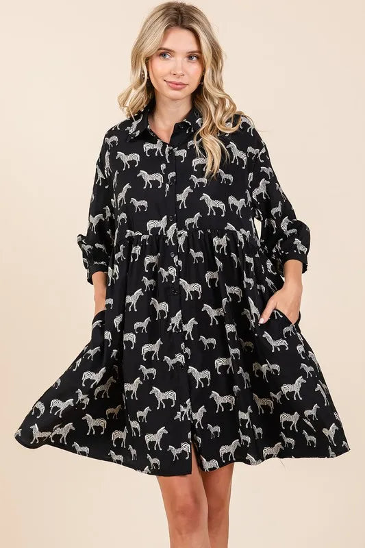 Mittoshop Zebra Print Button Down Shirt Mini Dress 057c64bf-35c6-41d4-8f23-883995296b9e-Max