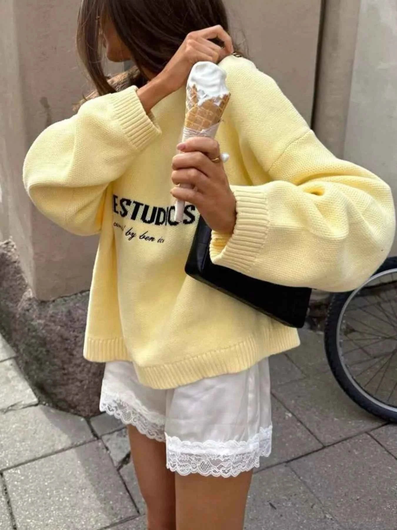 Letter Ribbed Hem Long Sleeve Sweater 0588a009-4172-43c0-a635-45695a3e1e4f-Max-Origin