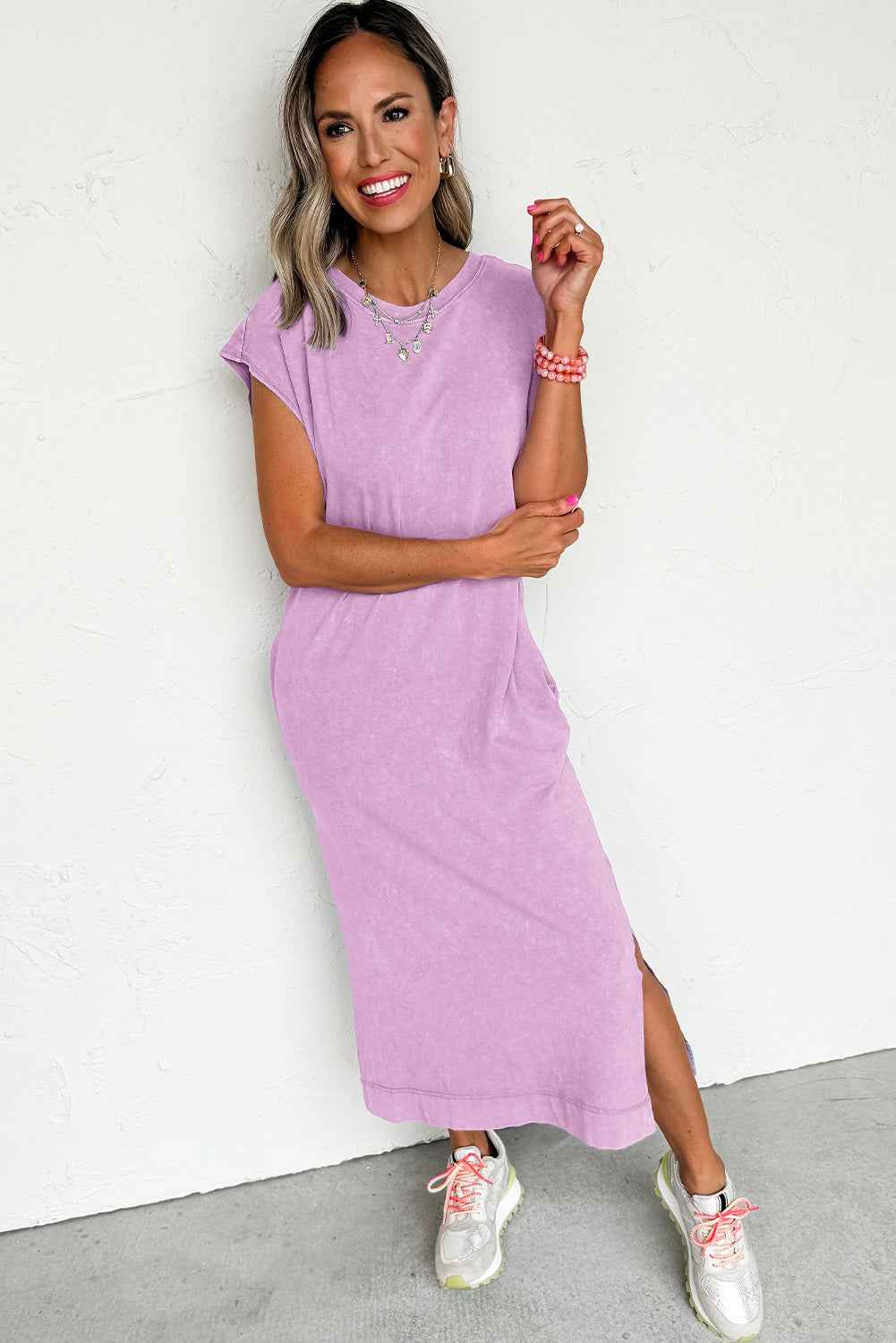 Wisteria Mineral Wash Pocketed T-shirt Dress 05937958070b8427
