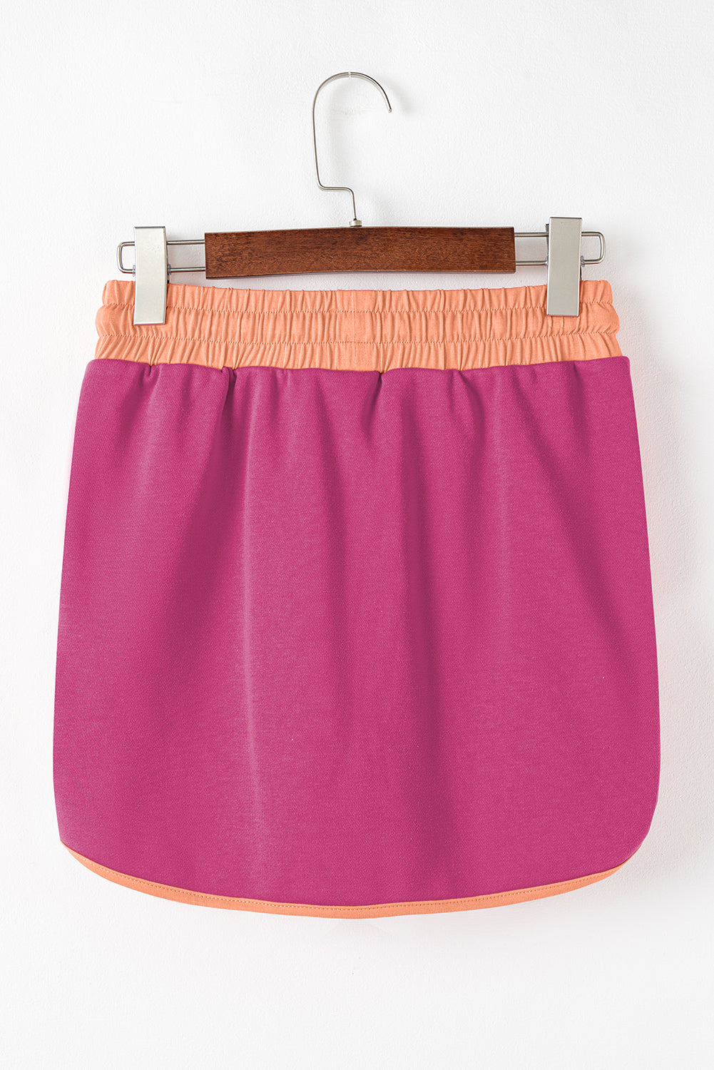 Rose Red Contrast Trim Loose Pullover and Lace-up Waist Shorts Set 05a03358eec5c6f5