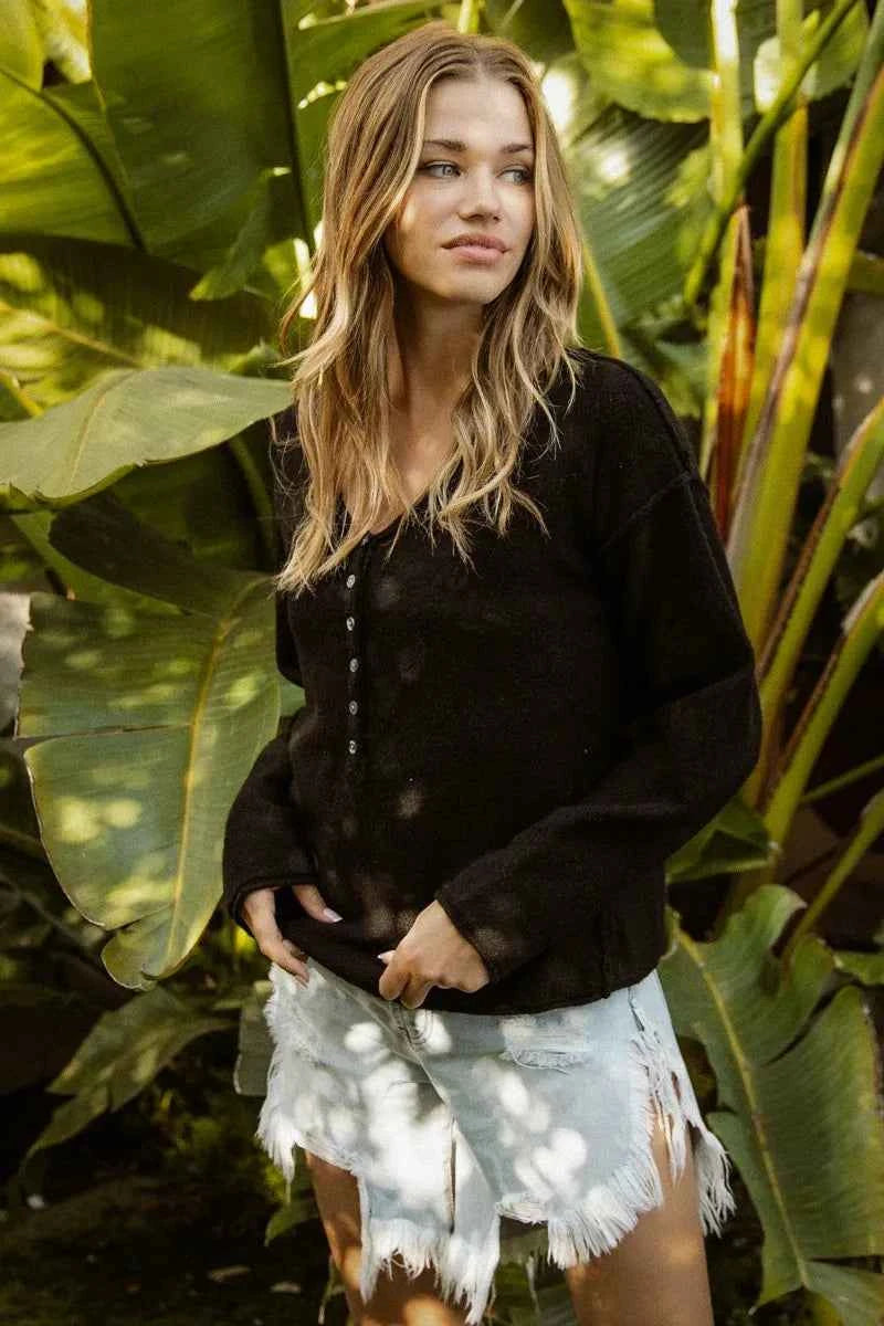 BiBi V Neck Sweater Top With Button Details 05c51e61a8984127b88466bee1c86a41-Max-Origin