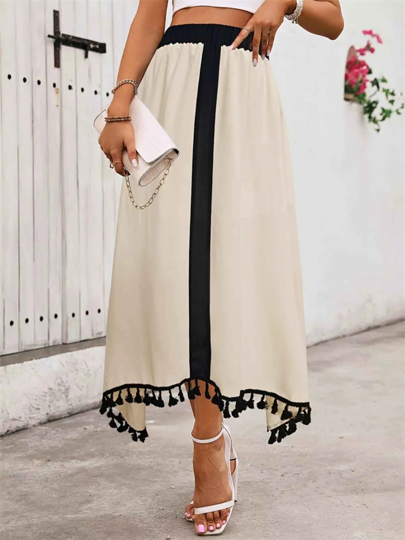 Tassel Trim High Waist Skirt 060a5c704f404892aa5e7cd13a7527db-Max-Origin