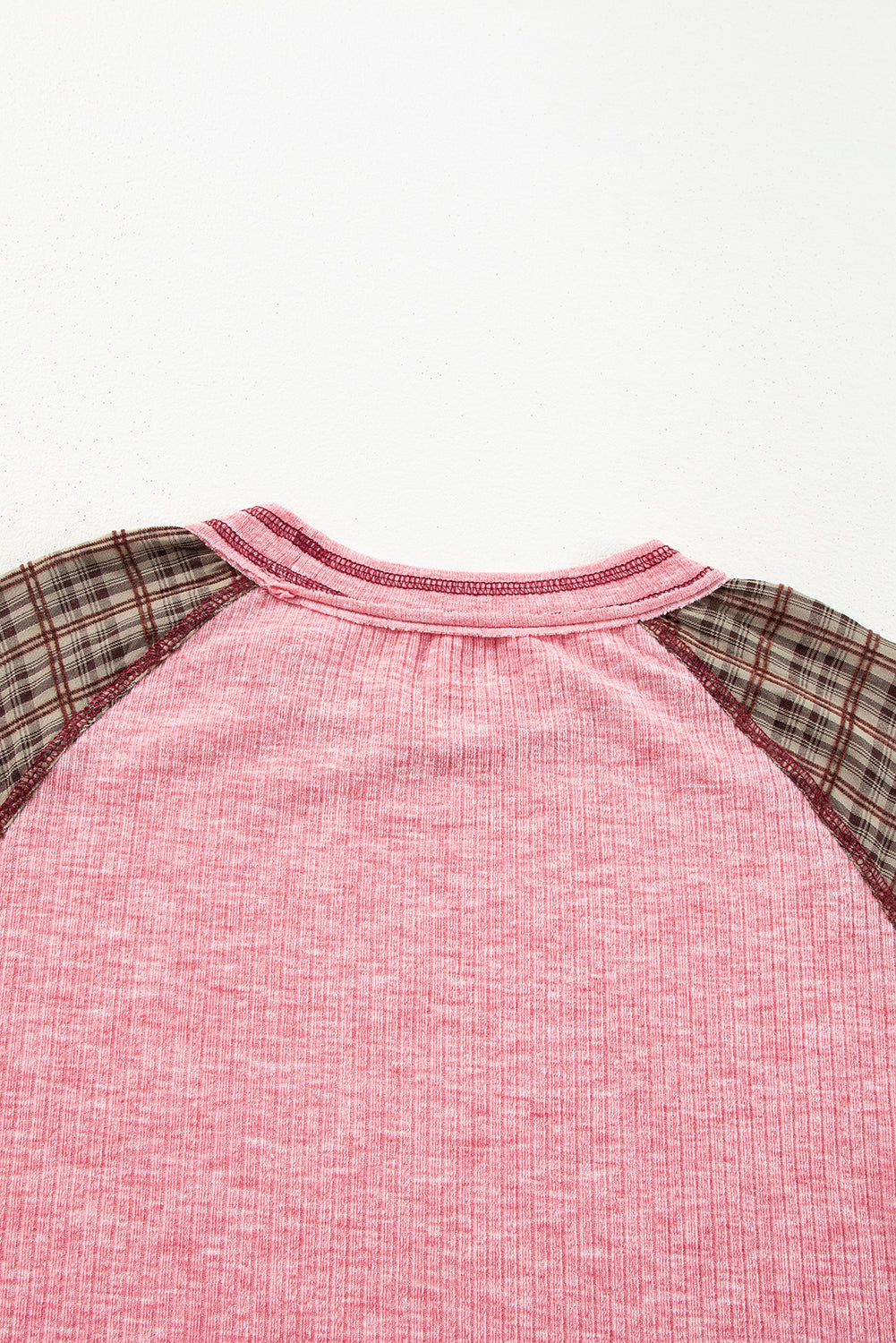 Jet Stream Floral Plaid Mixed Print Patchwork Raglan Ribbed Top 060aa30ca4afe5f4