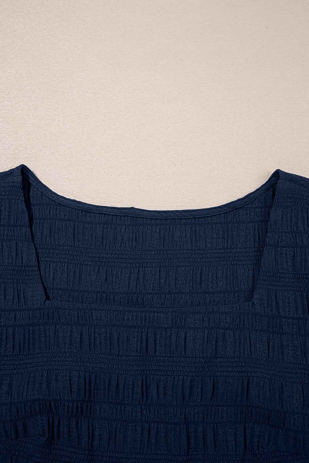 Dirty Blue Textured Ruffle Top and Shirred High Waist Shorts Set 0648c361f0dcef6b