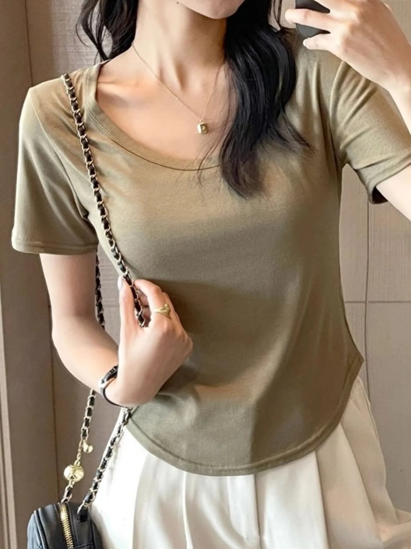 Plus Size Round Neck Short Sleeve T-Shirt Yellow-Green 065e5e54-ff4c-475b-b5f3-c7b57e3f06ea-Max-Origin