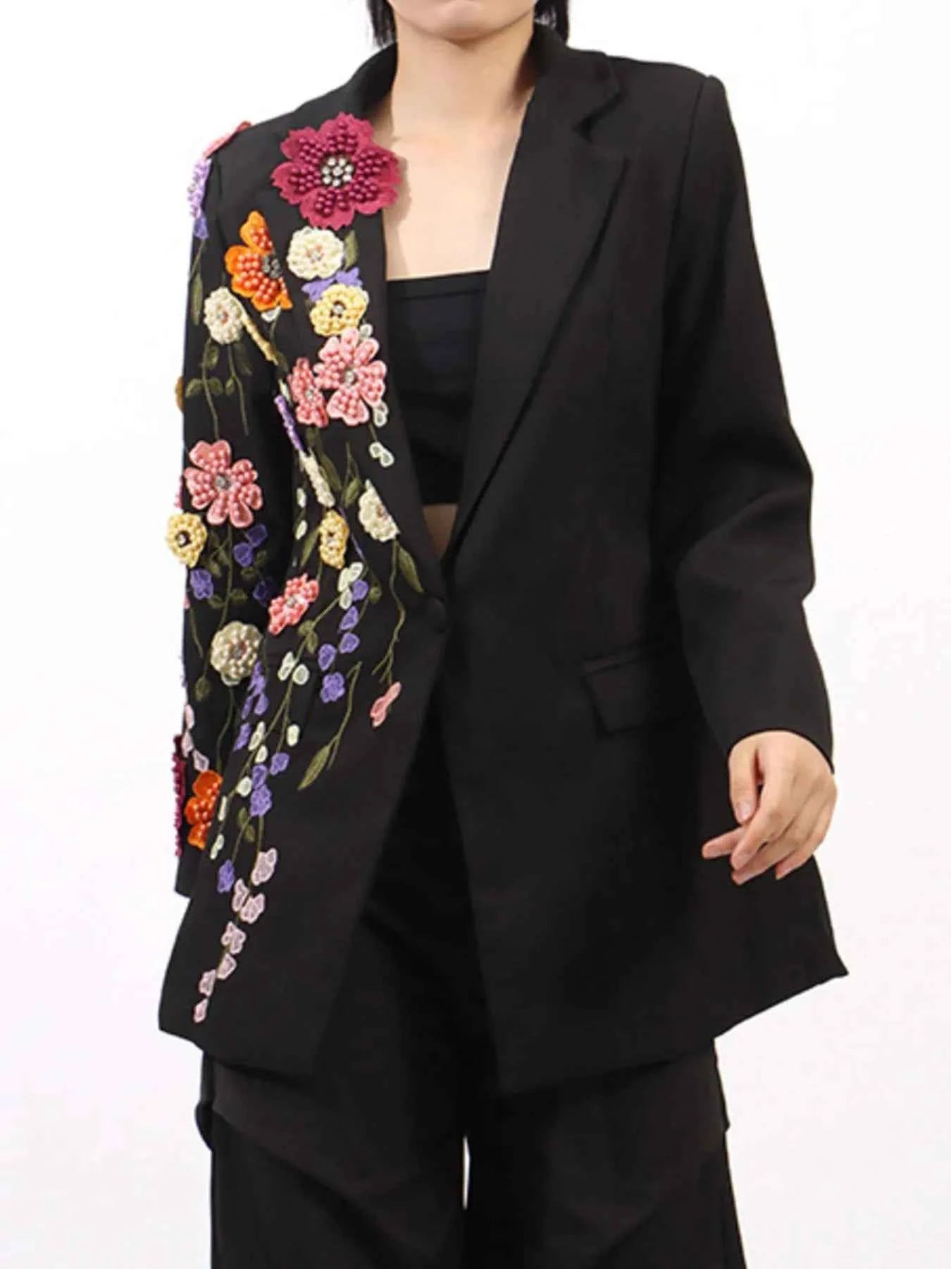 Pearl Detail Flower Lapel Collar Blazer 065ec657-2d71-425f-94de-b097191bd4ba-Max-Origin