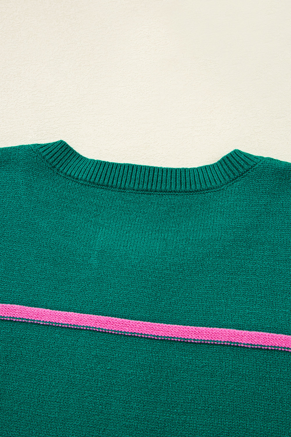 Green Striped Half Button Drop Shoulder Oversized Sweater 071961383433d492