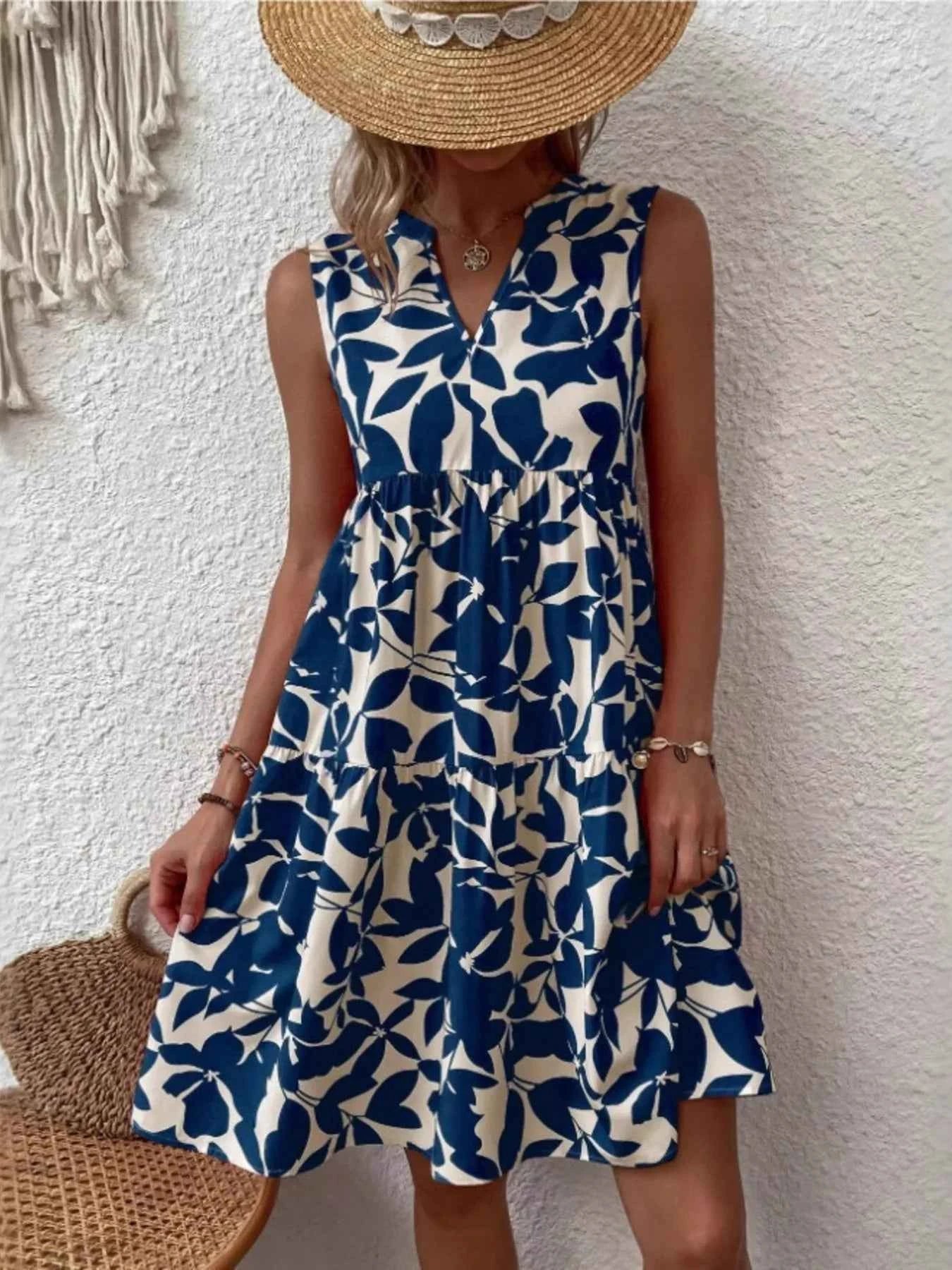 Full Size Printed Notched Sleeveless Mini Dress Plus Size Royal Blue 07819ba3ac674e29ab7aae32988007eb-Max-Origin