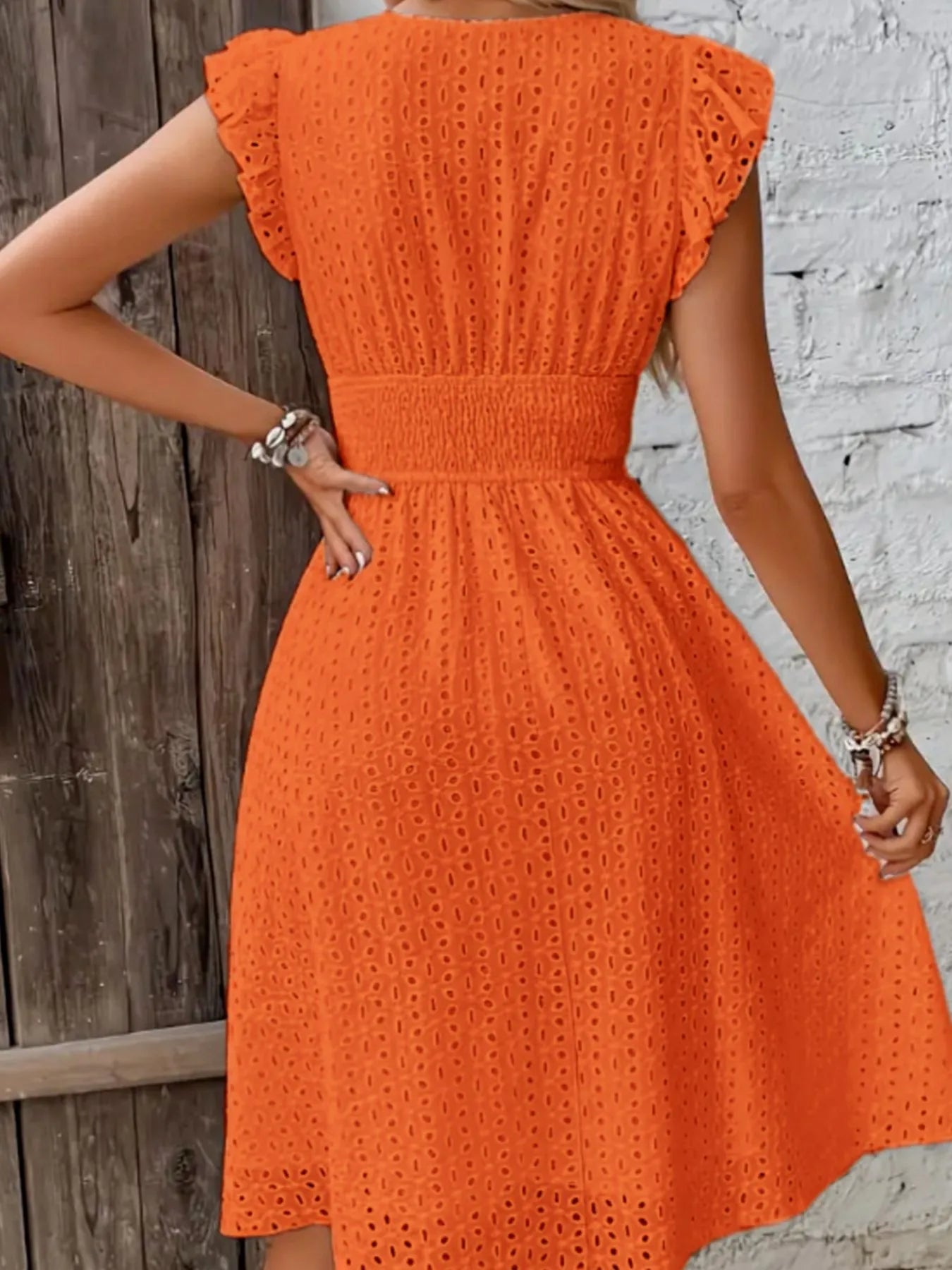 Eyelet Ruffled Cap Sleeve Mini Dress 078d5784-f83b-4b6c-81f3-ee2e01e0afd5-Max-Origin