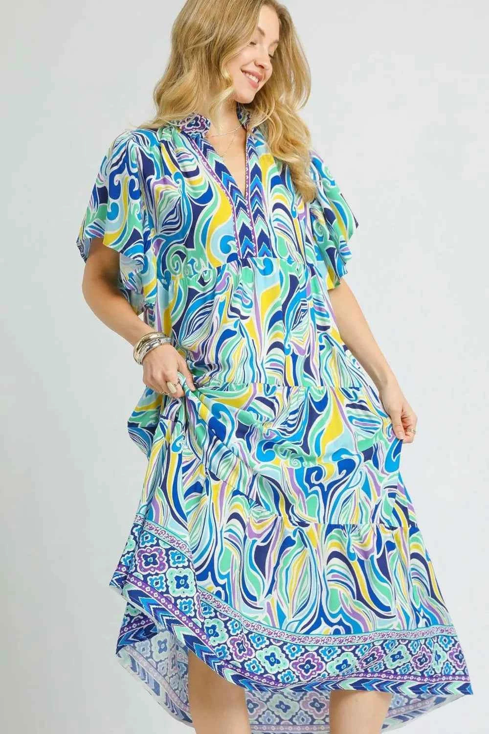 Umgee Printed Short Sleeve Tiered Midi Dress 07a5b404-e7da-4493-a790-6cf42e7aa6bf-Max-Origin