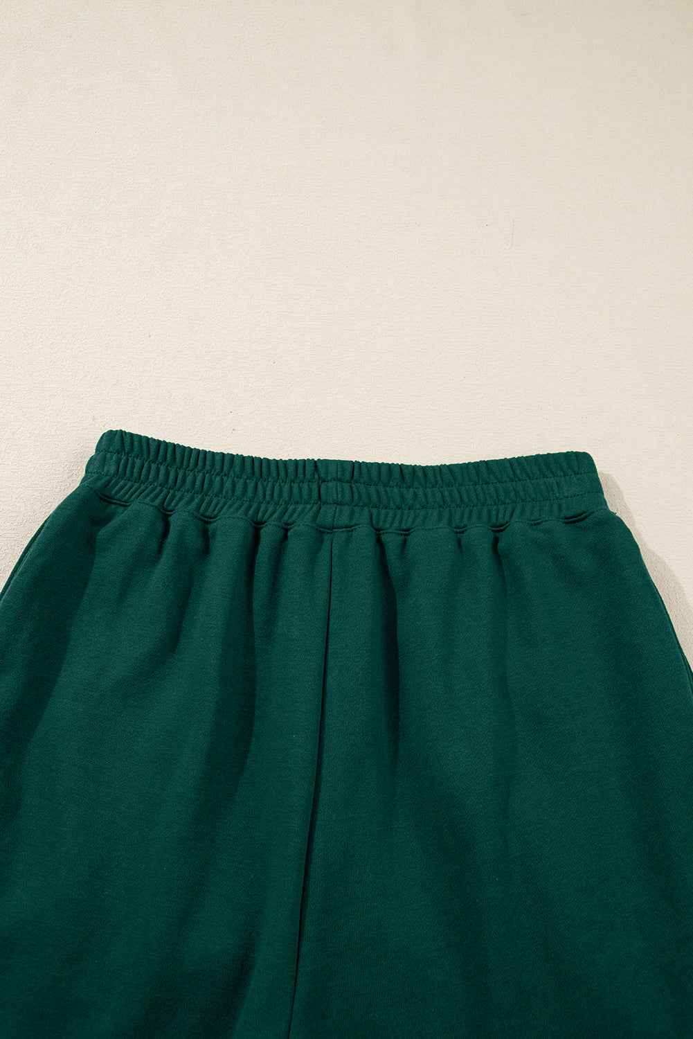 Dark Green Pearl Embellished Drop Shoulder Pullover Elastic Waist Mini Skirt Set