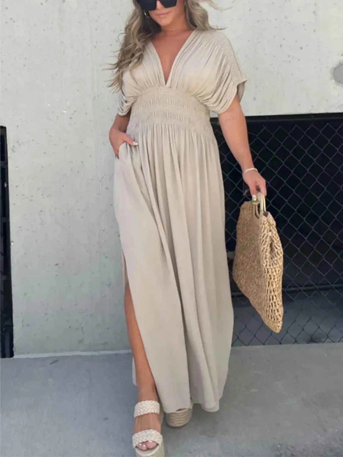 Full Size Deep V-Neck Maxi Dress with Side Slit Plus Size 085d3d7a95b64a7d80866e07e2d72ca0-Max-Origin