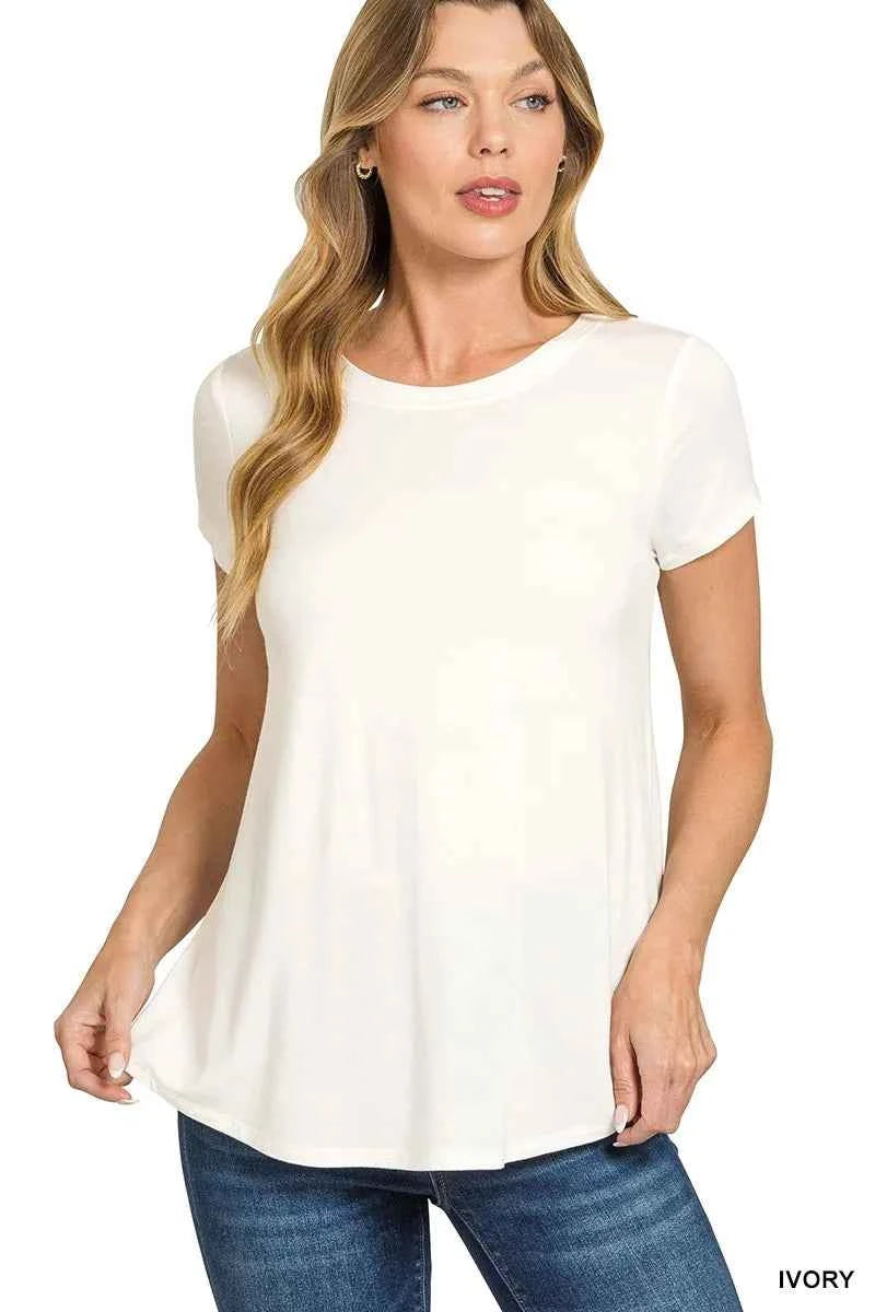 Zenana Flowy Round Hem Rayon Short Sleeve T-Shirt IVORY 08695f6995a64e9bac47b9b0e42b08b5-Max-Origin