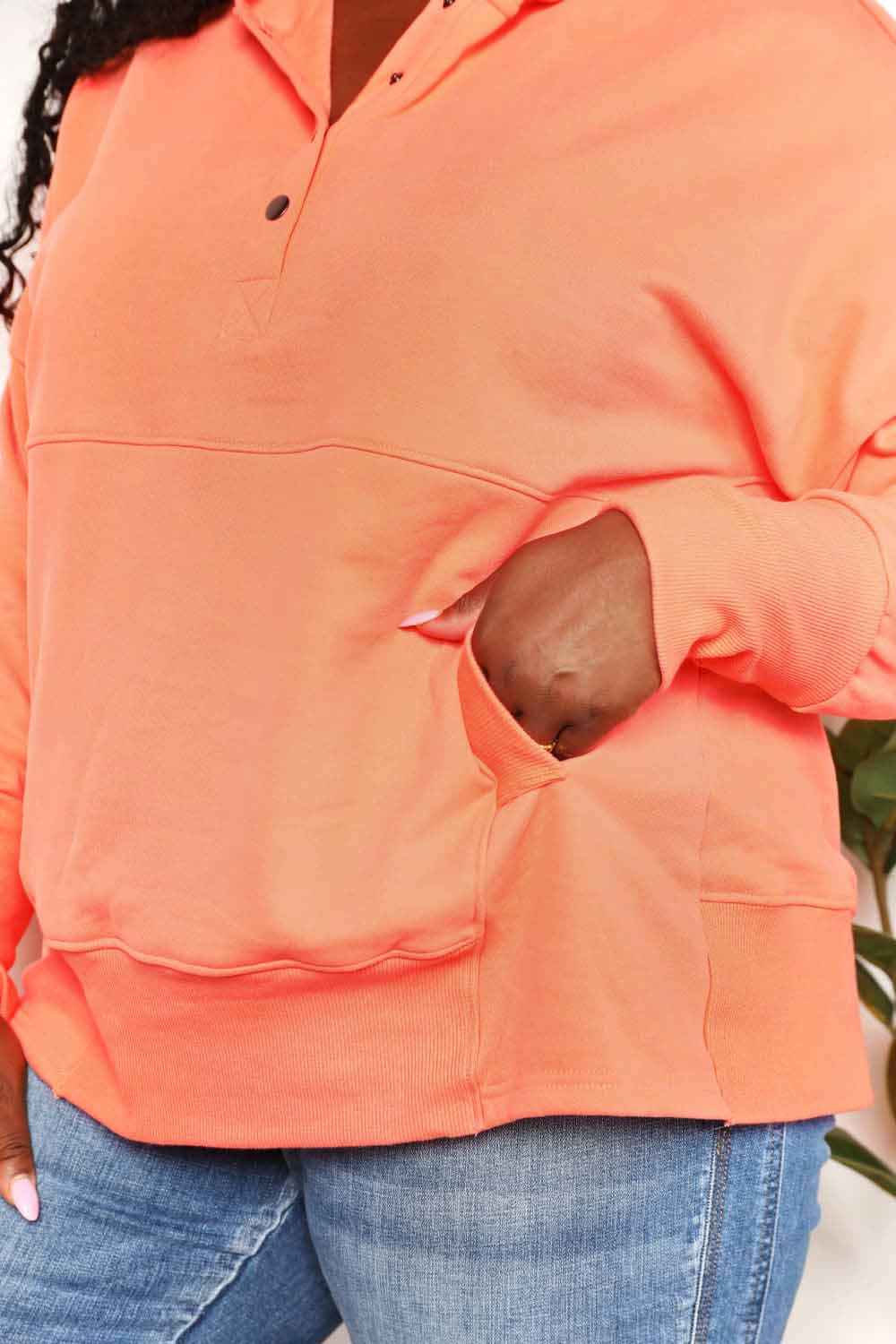 Double Take Quarter-Snap Dropped Shoulder Hoodie 08792e9e71374912abf07946d07bc77d-Max