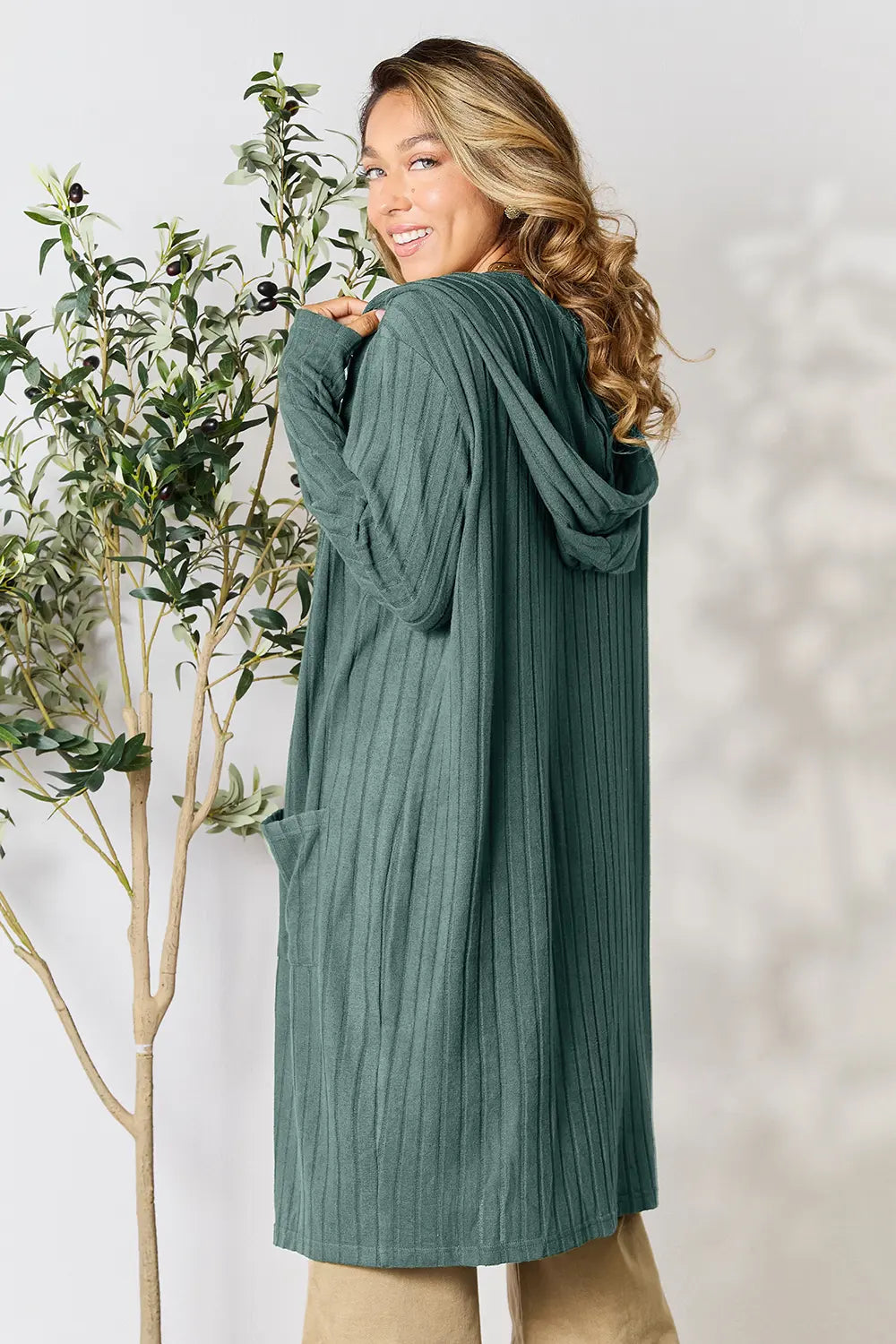 Basic Bae Full Size Hooded Sweater Cardigan 0898be45f7904714bd5d28aa2403644e-Max
