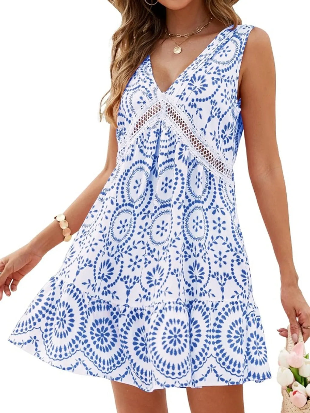 Printed V-Neck Sleeveless Mini Dress 089f2176-72fc-48e6-97f8-0f447108c430-Max-Origin