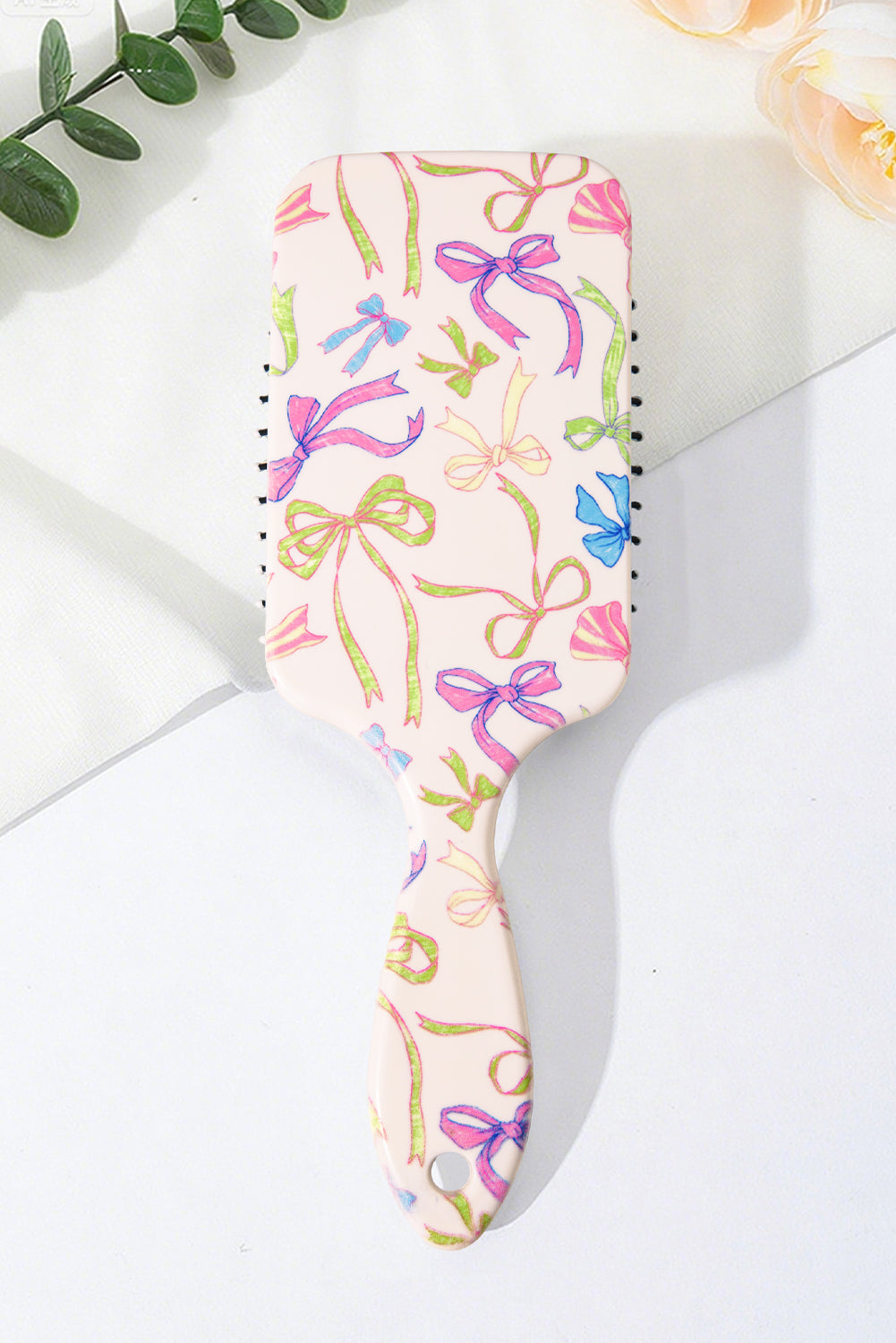 White Colorful Ribbon Bow Print Air Cushion Comb White ONE SIZE ABS 08e1047d2b4b91fd