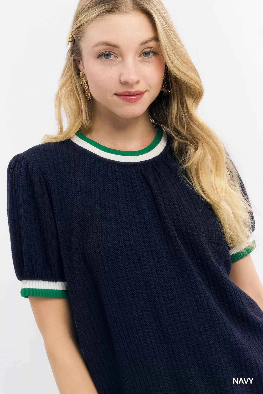 Umgee Puff Sleeve Knit Top with Contrast Rib Trim 08e7b423-955e-43ba-bc86-a2f1b6c52a30-Max-Origin