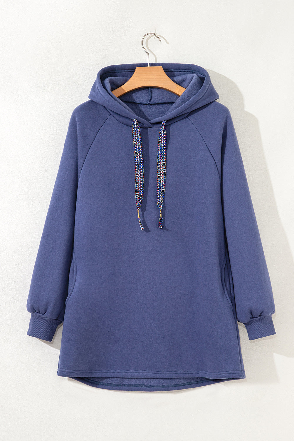 Dirty Blue Drawstring Hooded Tunic Sweatshirt 09469adc4b0729aa