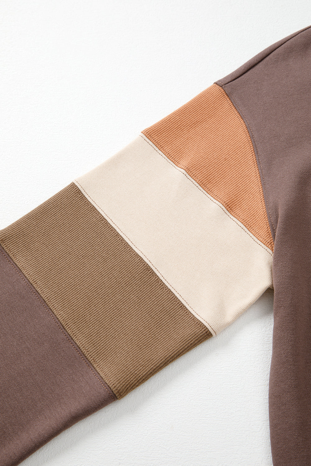 Dark Khaki Colorblock Drop Shoulder Pullover Casual Sweatshirt 0947a31040b0cc97